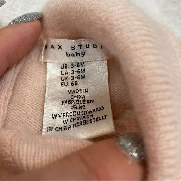 Brand New With Tags Max Studio Baby Pink Cashmere Long Sleeved One Piece 3-6 mos - Picture 8 of 11